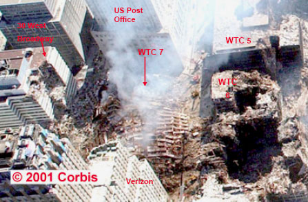 Overzicht schade WTC-7 gebied